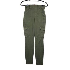 Spanx Womens Olive Green Stretch Twill Cargo Ankle Pant Size S